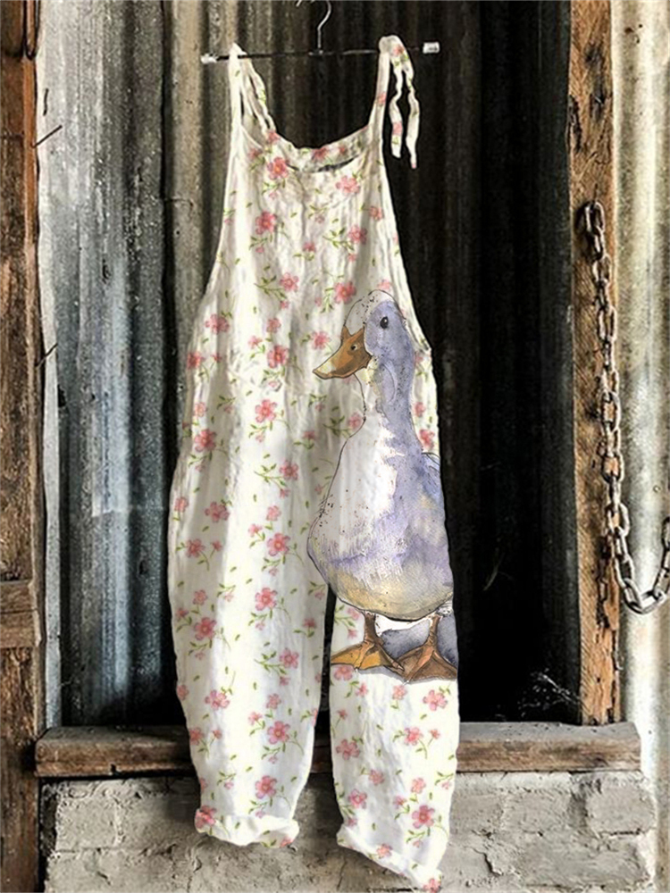 Lovely Duck Cottage Floral Linen Blend Jumpsuit