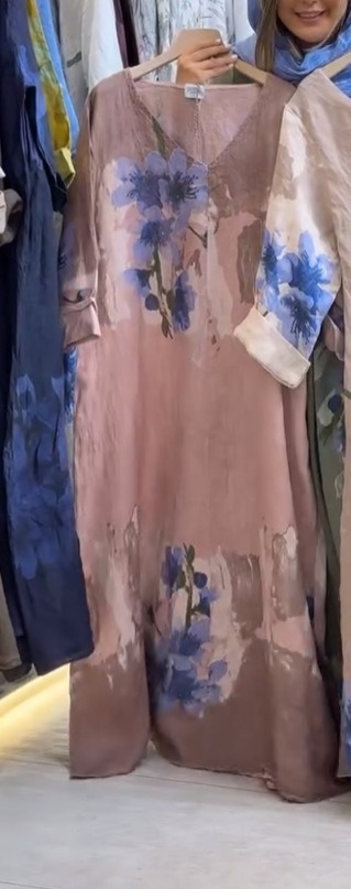 V-neck digital print short-sleeved casual dress