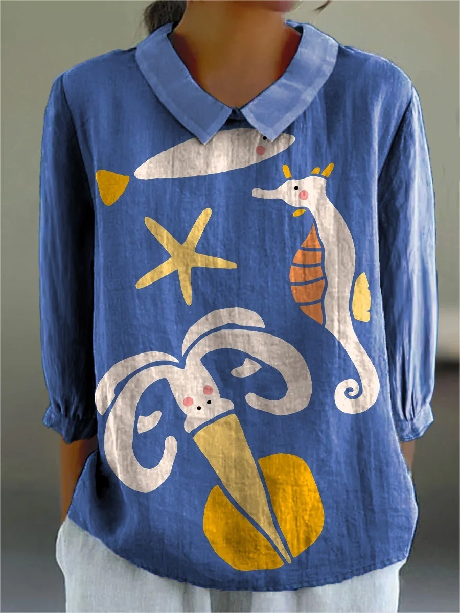 Women's Vintage Colorblock Striped Art Print Casual Cotton And Linen 3