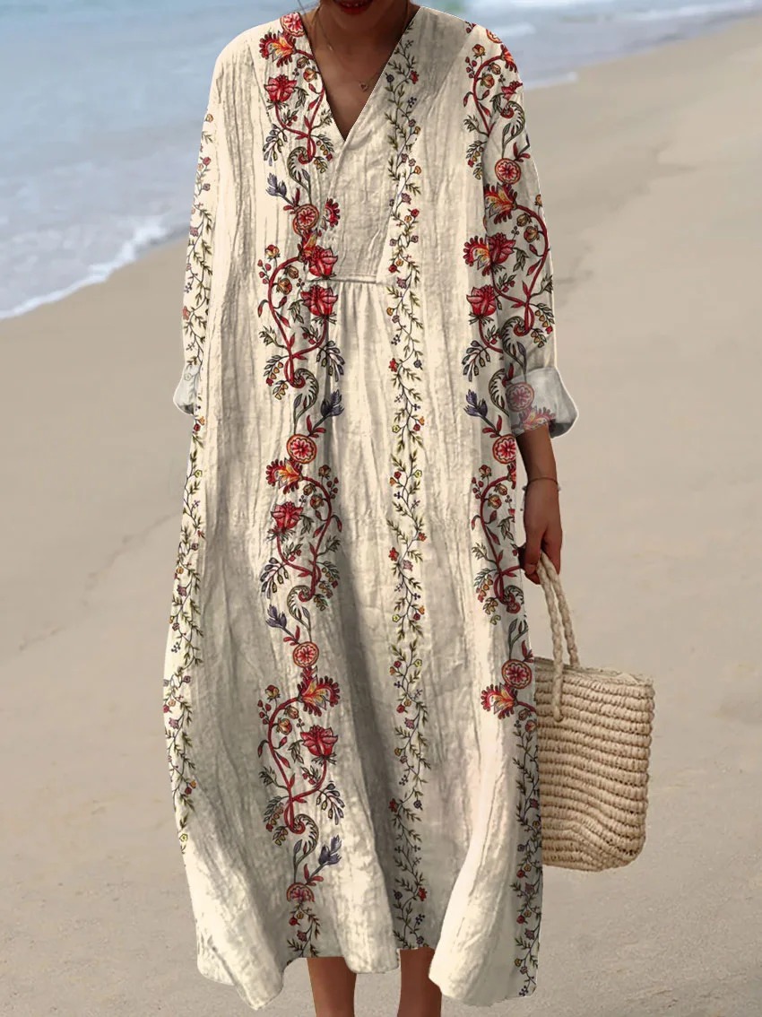 Women's Vintage Flowers Art Print Dress