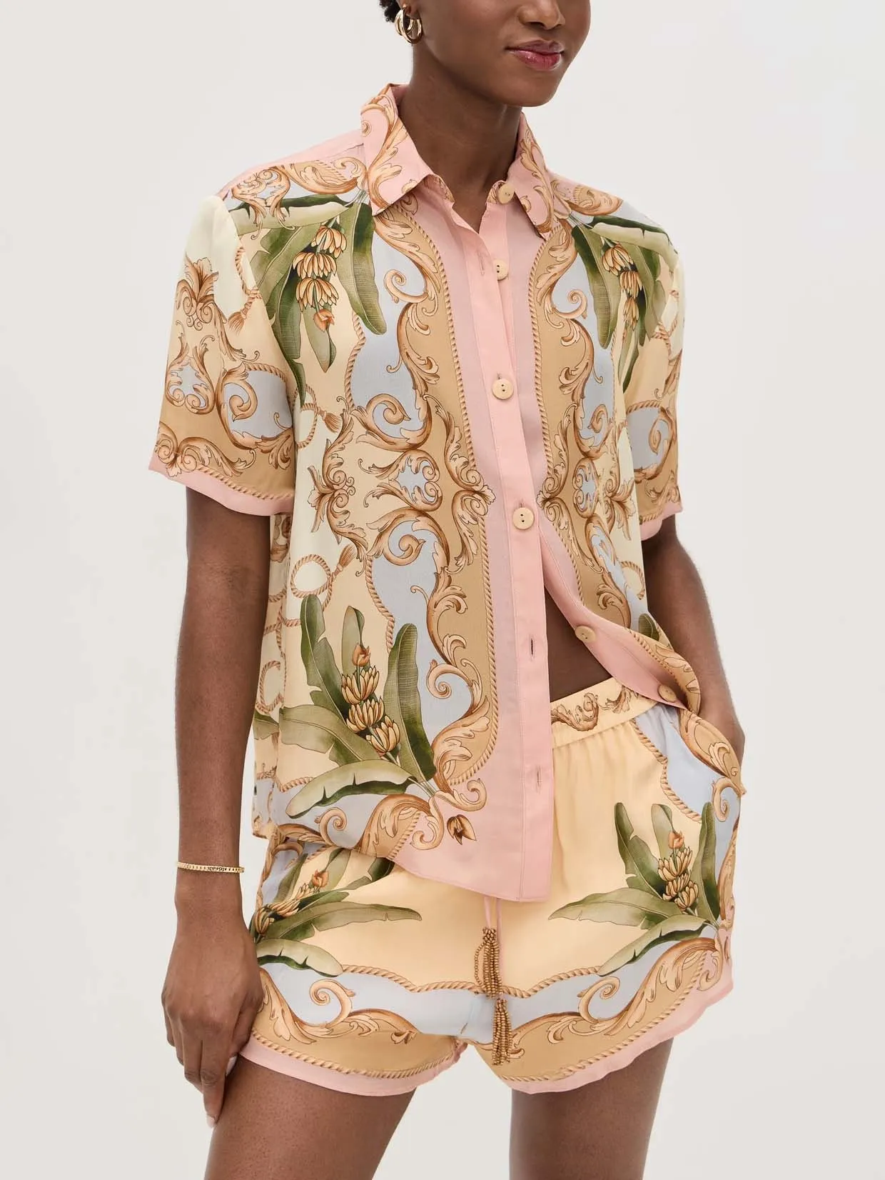 Exquisite Satin Unique Plant Flower Print Loose Wide-Leg Pants