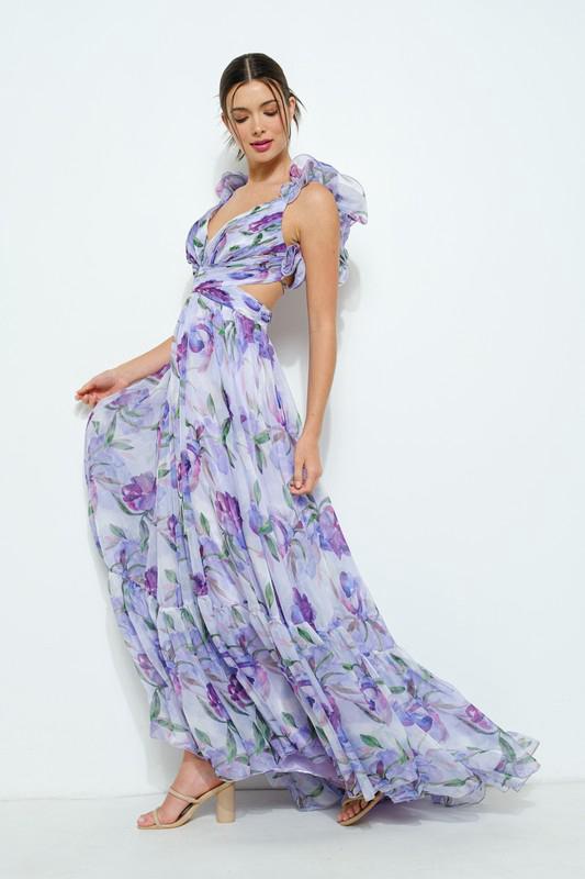 Beautiful floral silk composite dress
