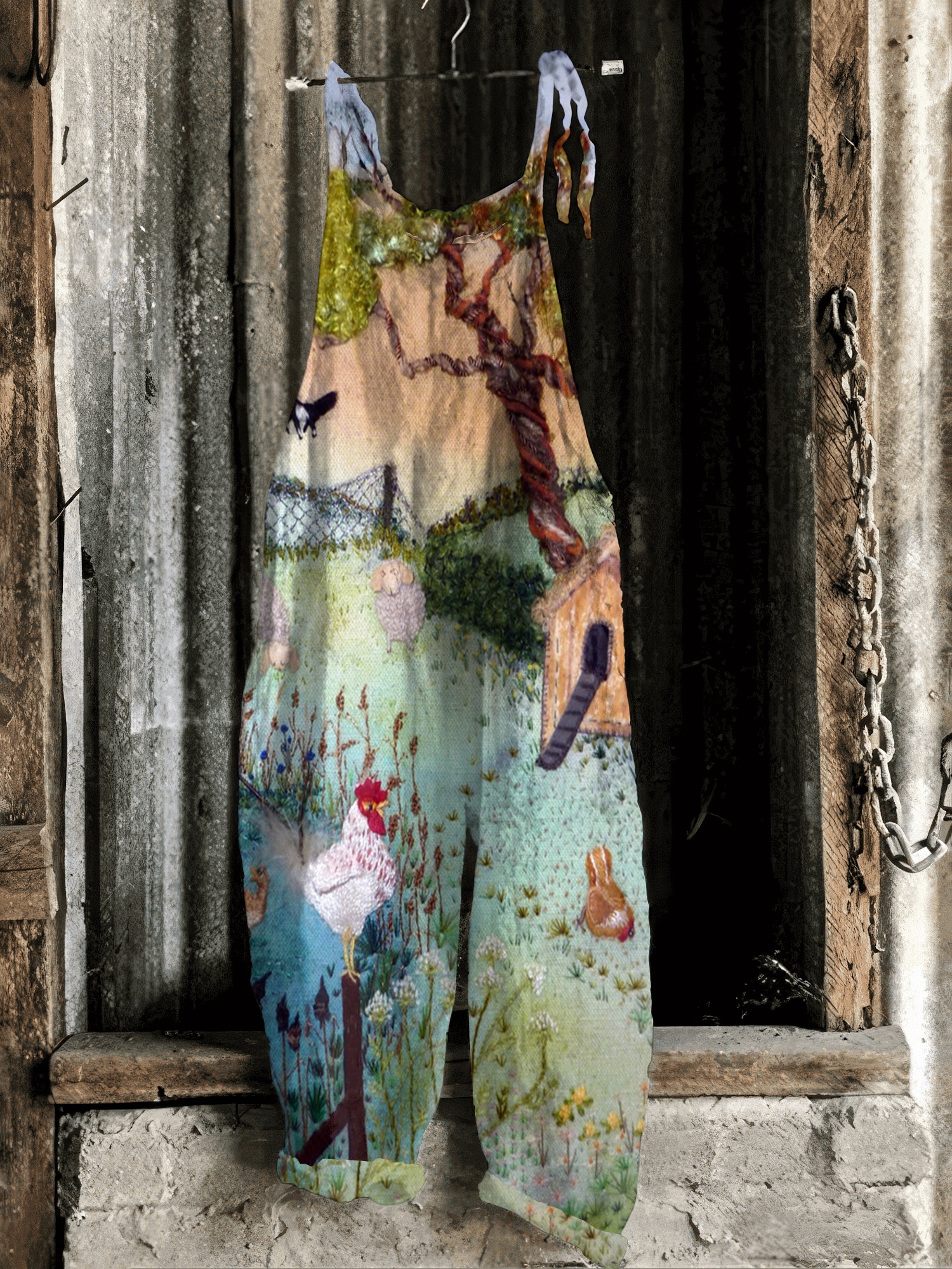 Farm Animal Print Casual Jumpsuit