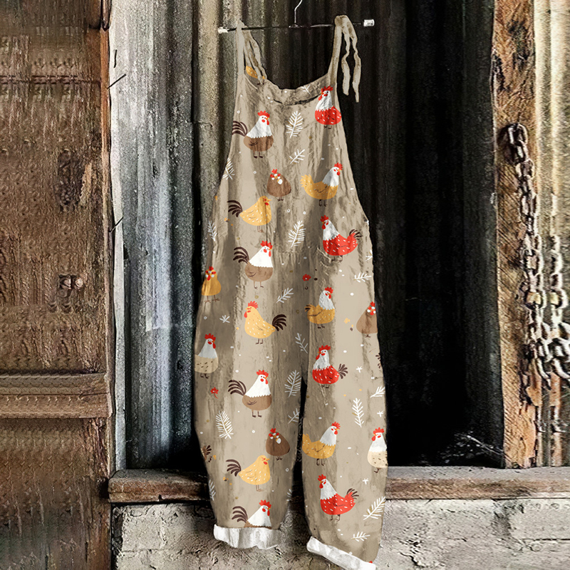 Farm Animal Print Casual Jumpsuit