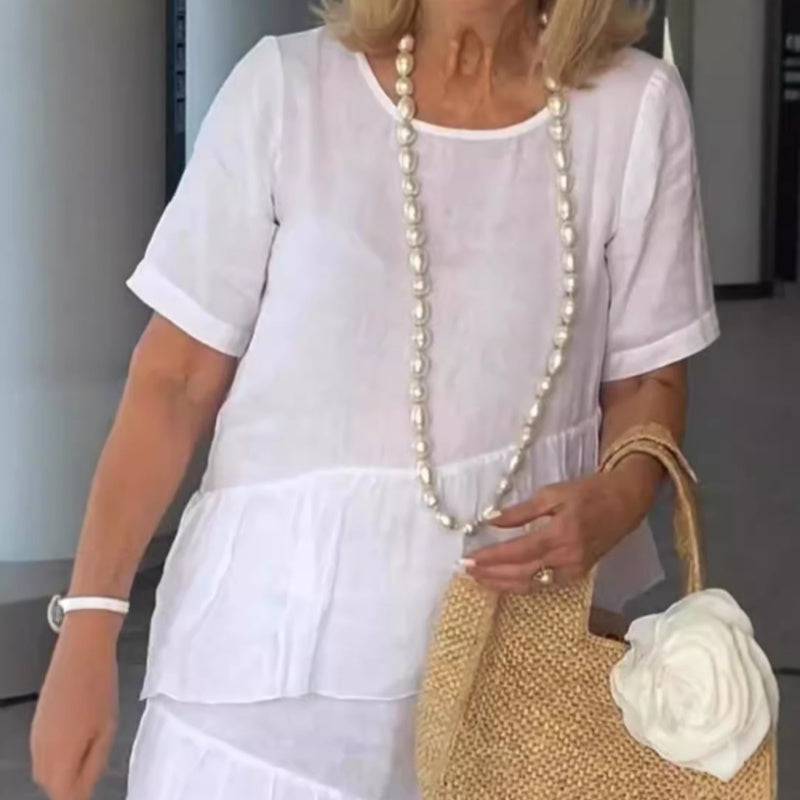 [S-3XL]💖Cotton Linen Short Sleeve Dress