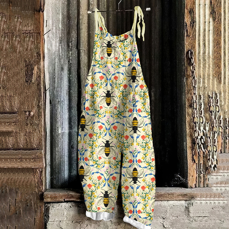 Bee Print Loose Casual Jumpsuit