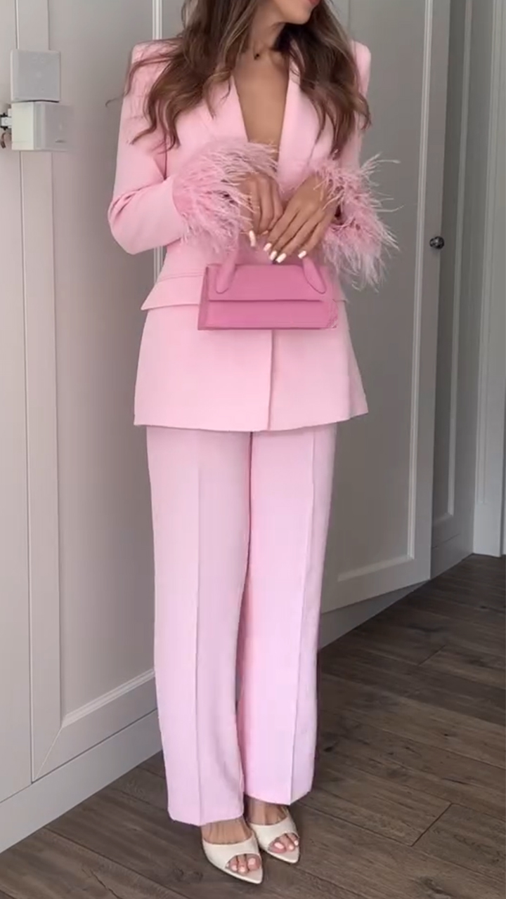 Ladies Collar and Cuff Tassel Design Solid Color Temperament Set