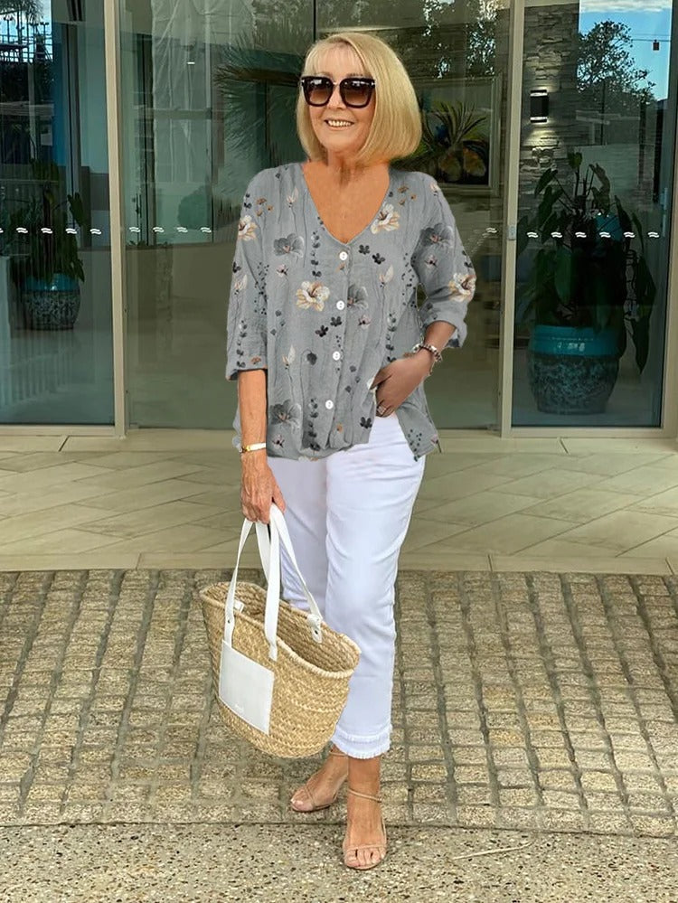 Cotton and Linen Floral Top