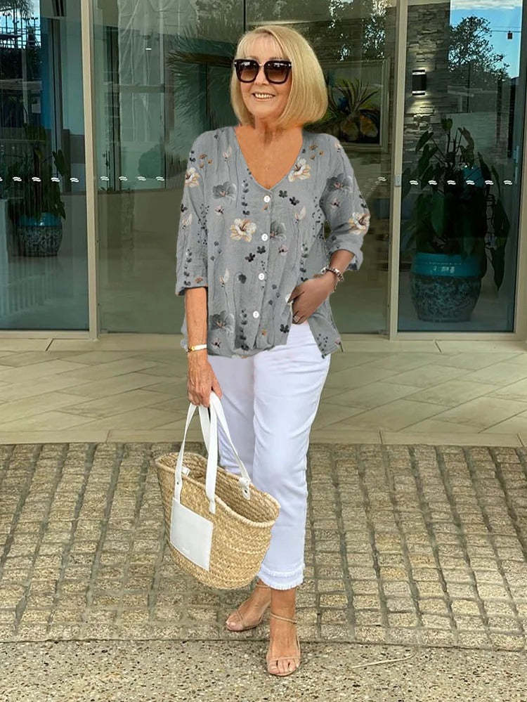 Cotton and Linen Floral Top