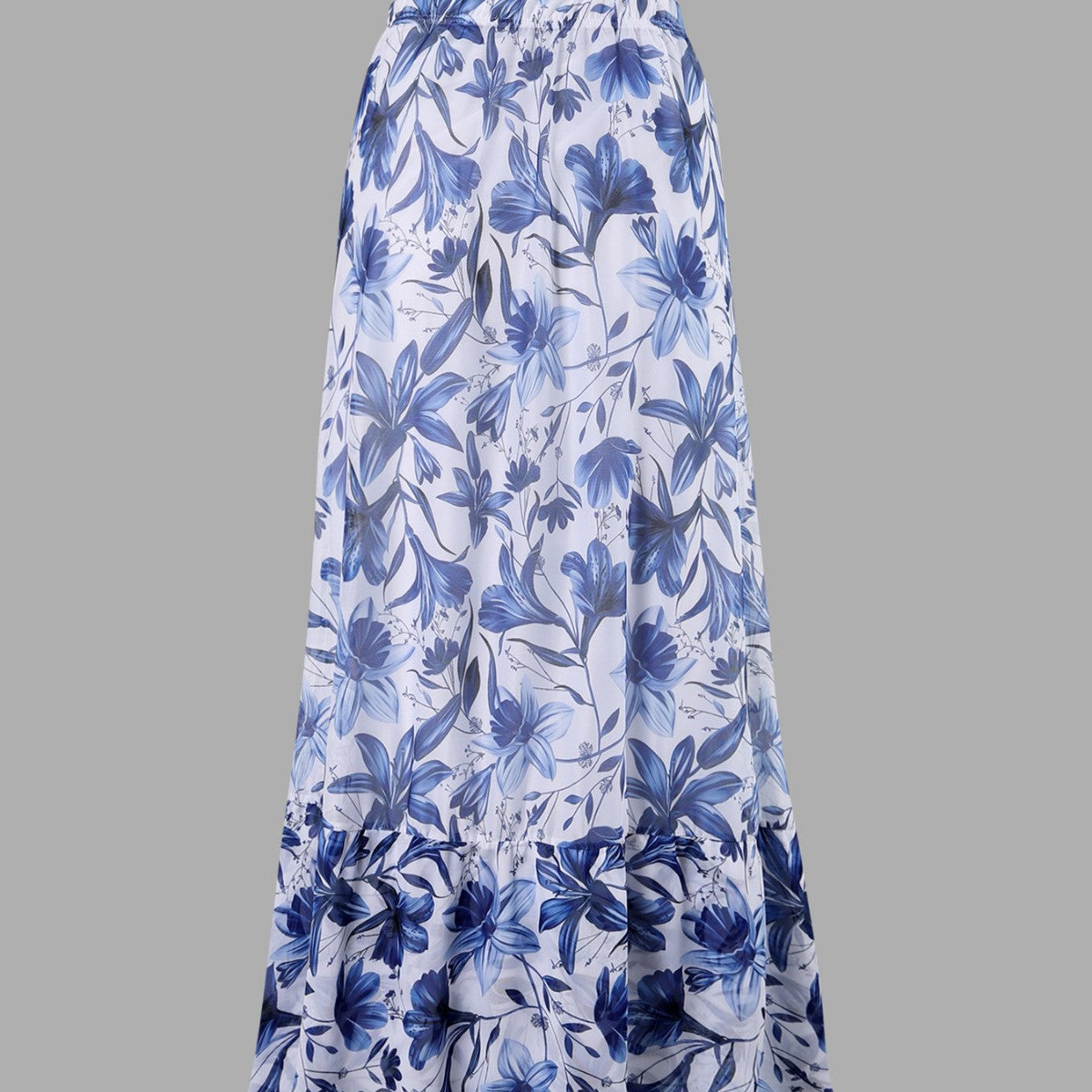 - blue and white porcelain swimsuit wrap skirt suits