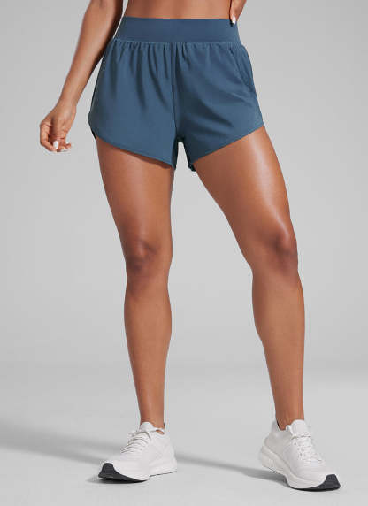 Feathery-Fit Soft High Waisted Dolphin Shorts 3” With Zipper Pockets-1