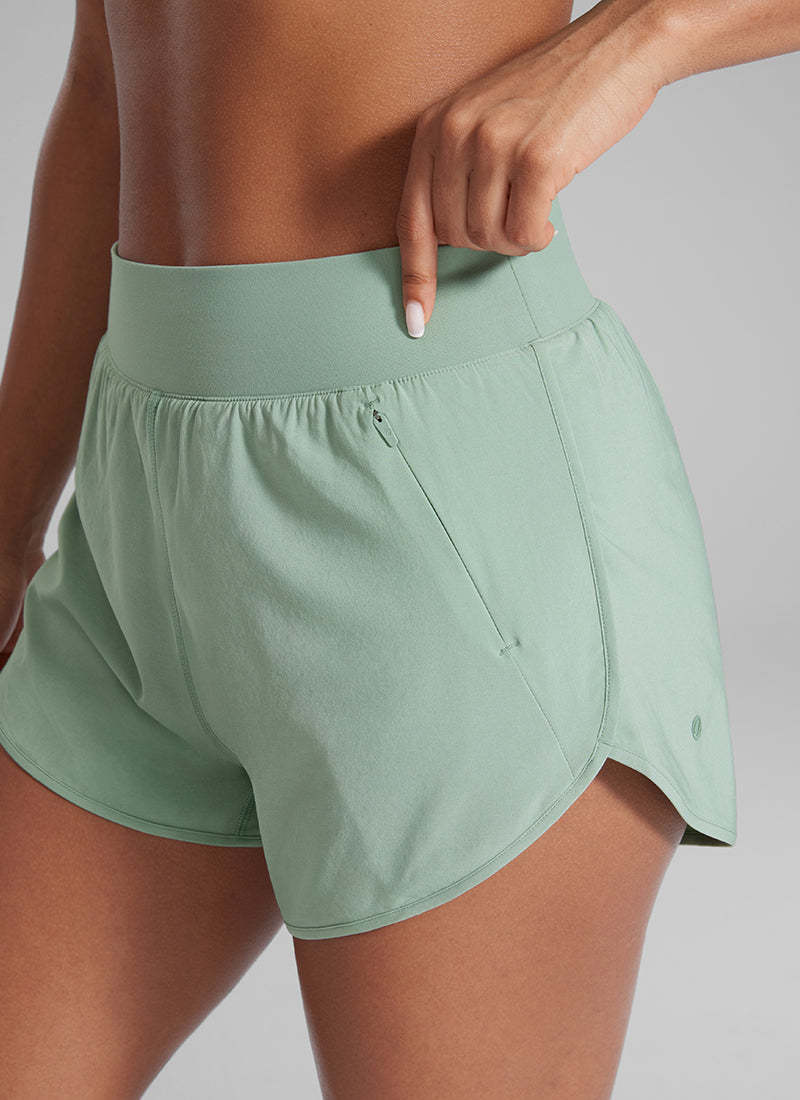 Feathery-Fit Soft High Waisted Dolphin Shorts 3” With Zipper Pockets-1