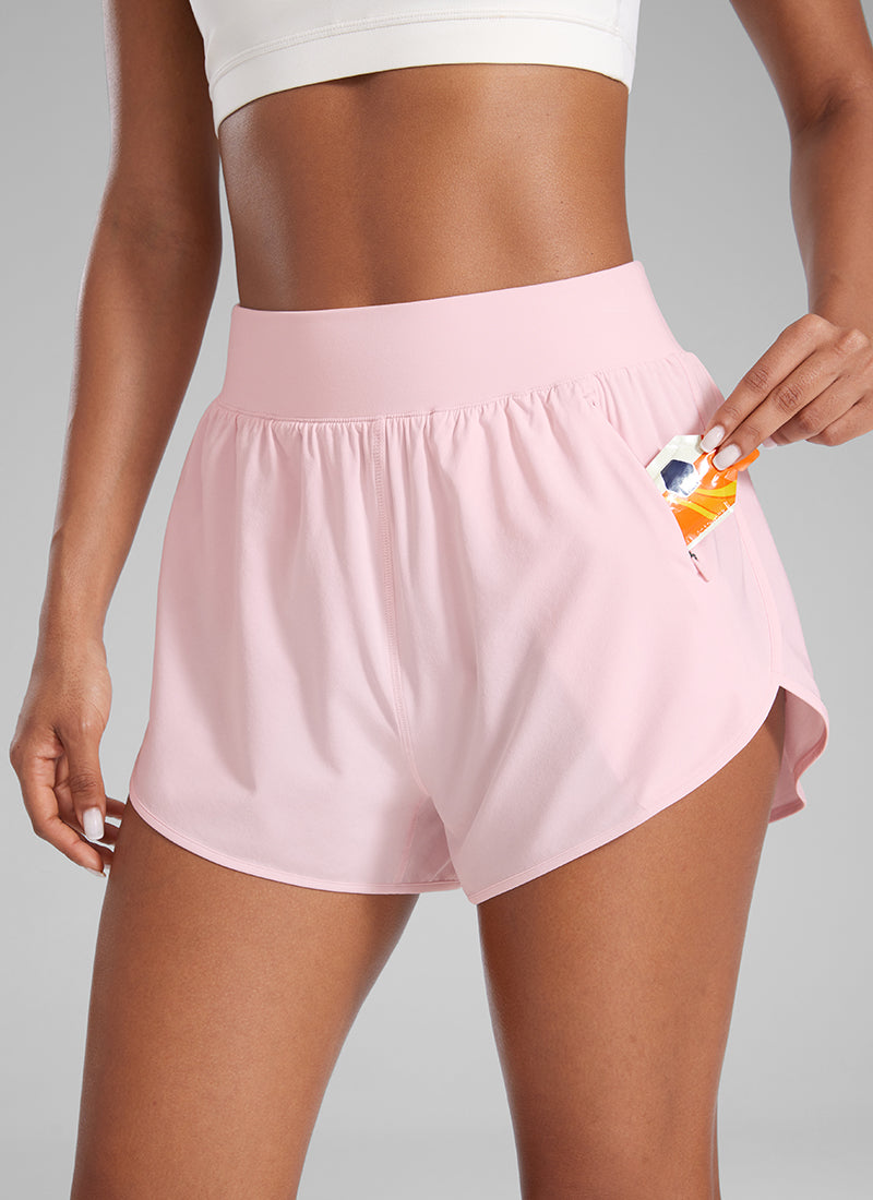 Feathery-Fit Soft High Waisted Dolphin Shorts 3” With Zipper Pockets-1