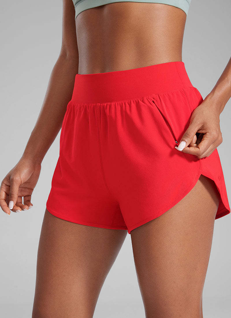 Feathery-Fit Soft High Waisted Dolphin Shorts 3” With Zipper Pockets-1