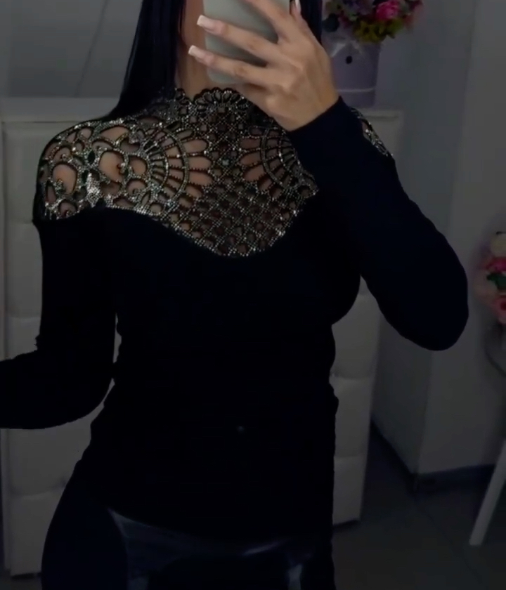 Women's Round Neck, Fitted, Sheer, Sexy Top