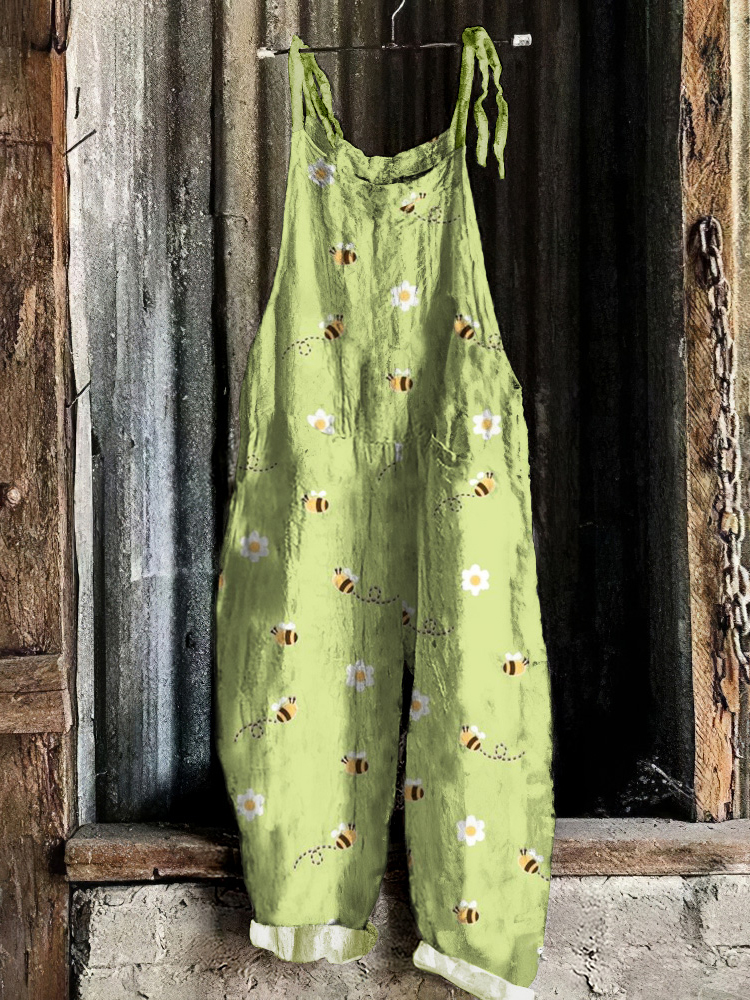 Bee Art Print Casual Jumpsuit