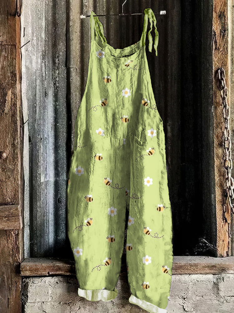 Bee Art Print Casual Jumpsuit