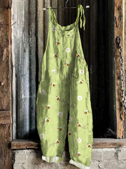 Bee Art Print Casual Jumpsuit