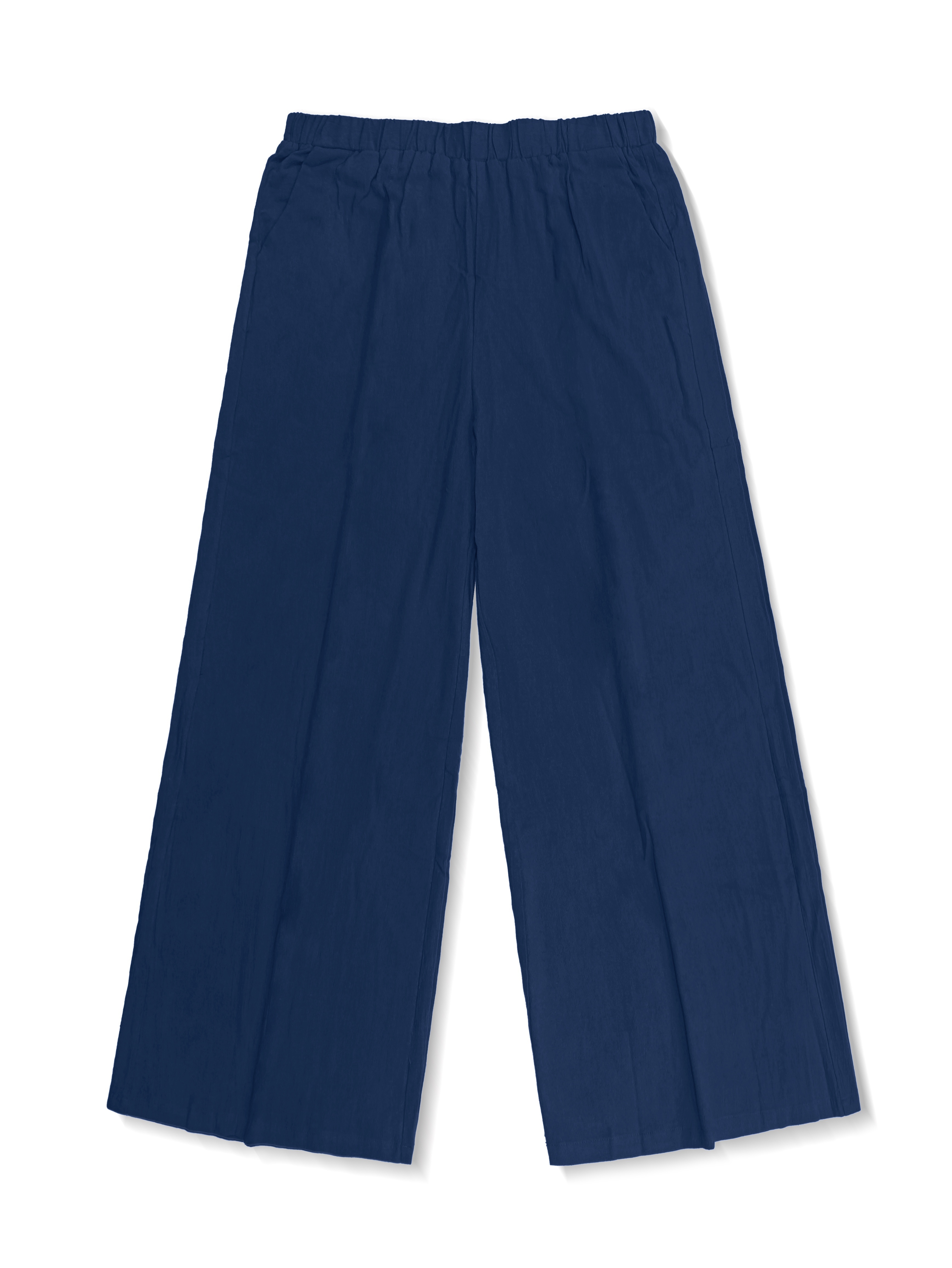 Plus Size Casual Outfits Set, Women's Plus Solid Round Neck Long Sleeve Top & Wide Leg Pants With Pockets Outfits Two Piece Set