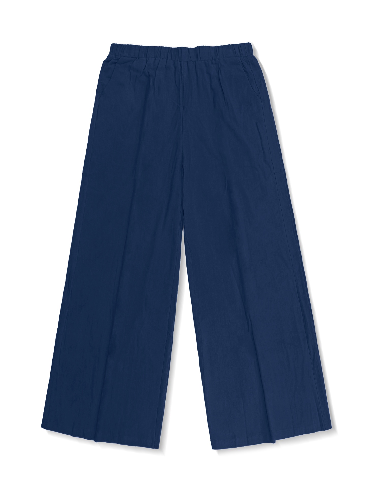 Plus Size Casual Outfits Set, Women's Plus Solid Round Neck Long Sleeve Top & Wide Leg Pants With Pockets Outfits Two Piece Set