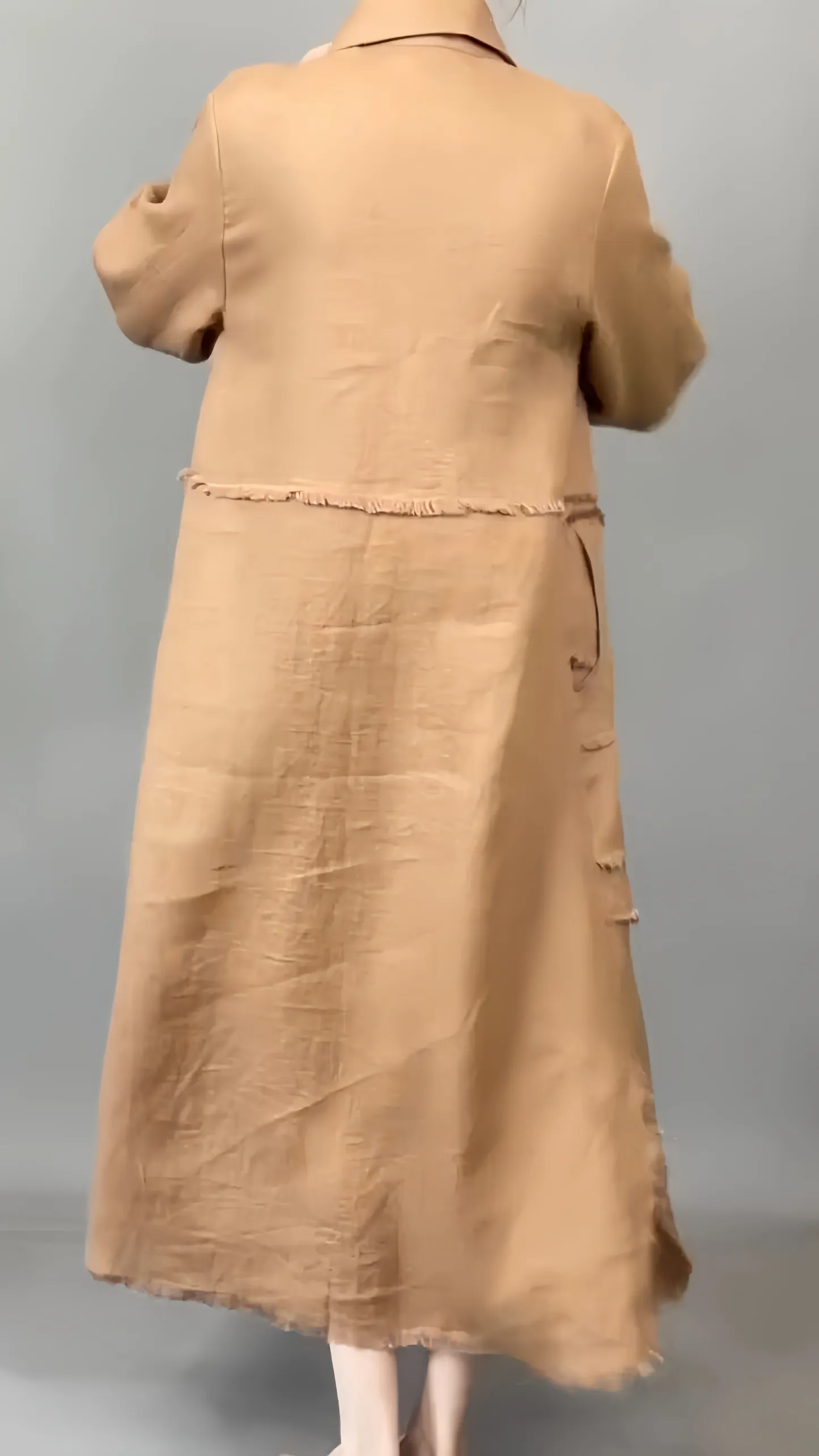 Boho Linen Midi Dress - Fringe Detail & Casual Chic