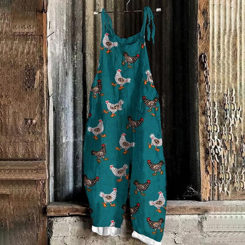 Chicken Print Loose Casual Jumpsuit