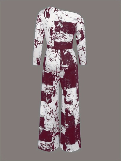 One Shoulder Jumpsuit, Elegant Split Jumpsuit For Spring, Women's Clothing