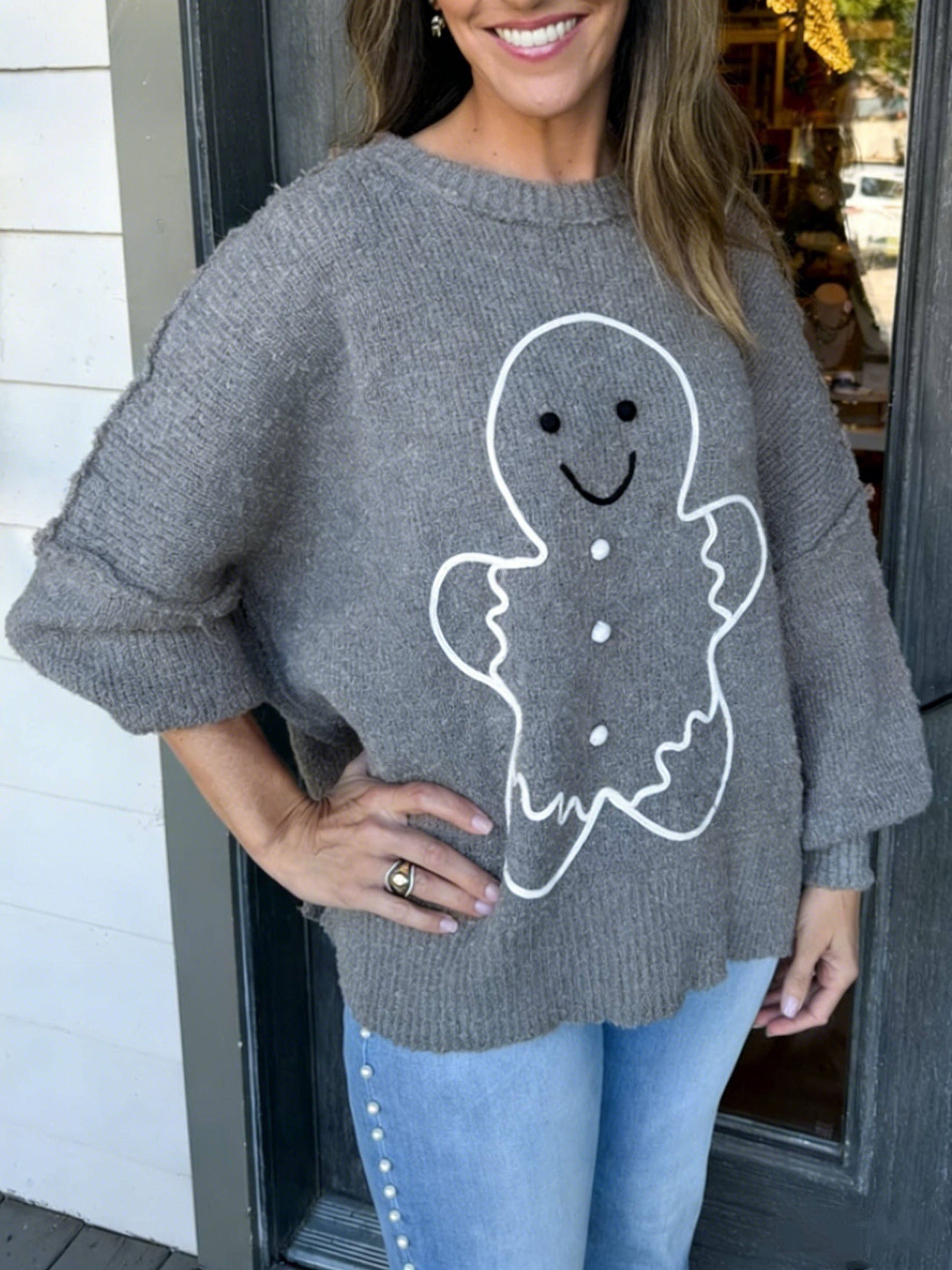 Cute Cookie Pattern Patchwork Sweater for Women