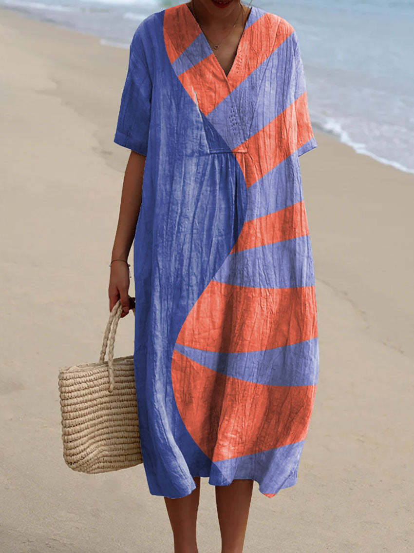 Women's Abstract Colorful Art Print Flowy Dress