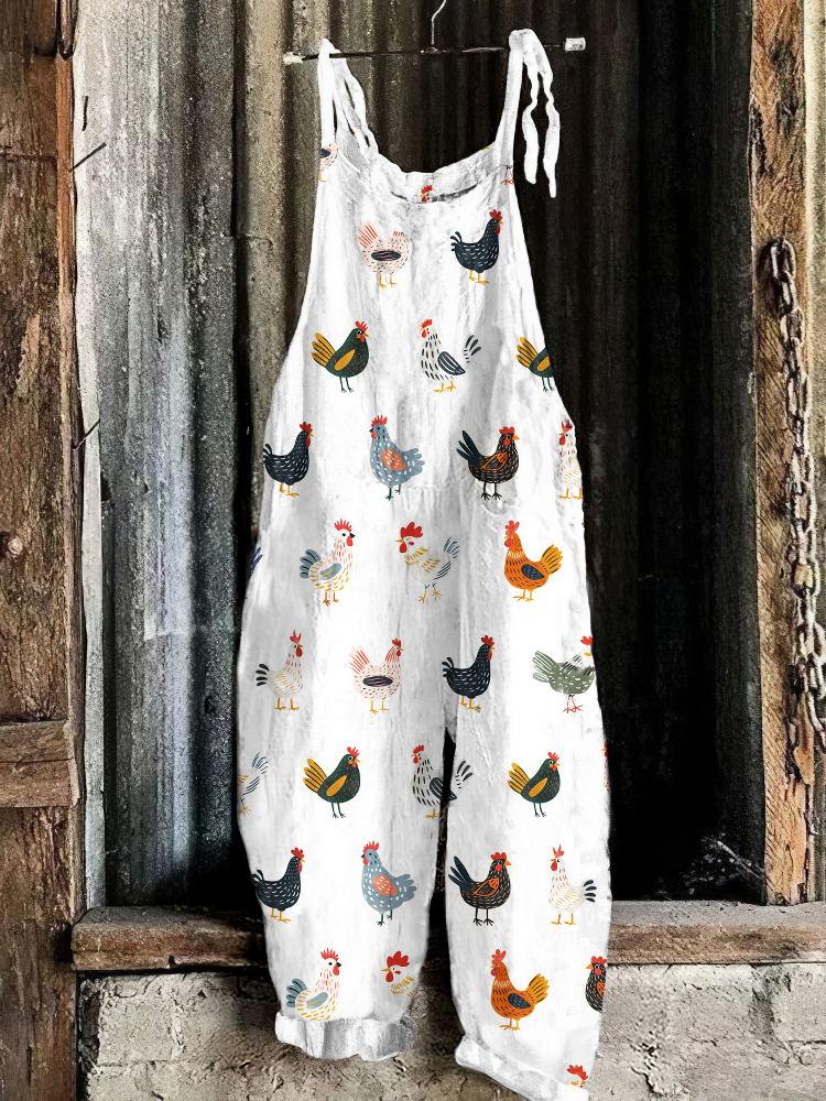 Chicken Print Loose Casual Jumpsuit