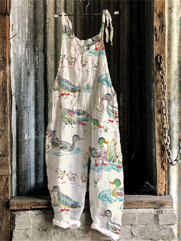 Farm Pond Mallard Ducks Pattern Jumpsuit