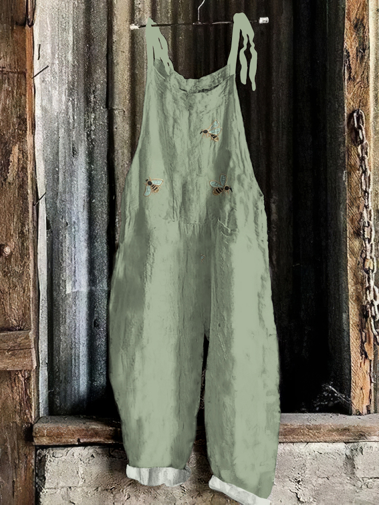 Flying Bees Pattern Casual Jumpsuit