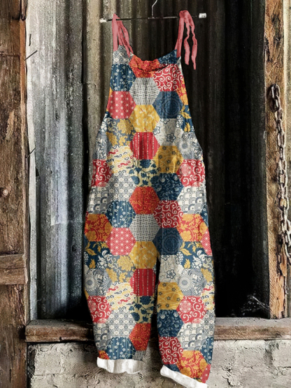 Vintage Flowers Print Casual Jumpsuit