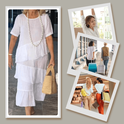 [S-3XL]💖Cotton Linen Short Sleeve Dress