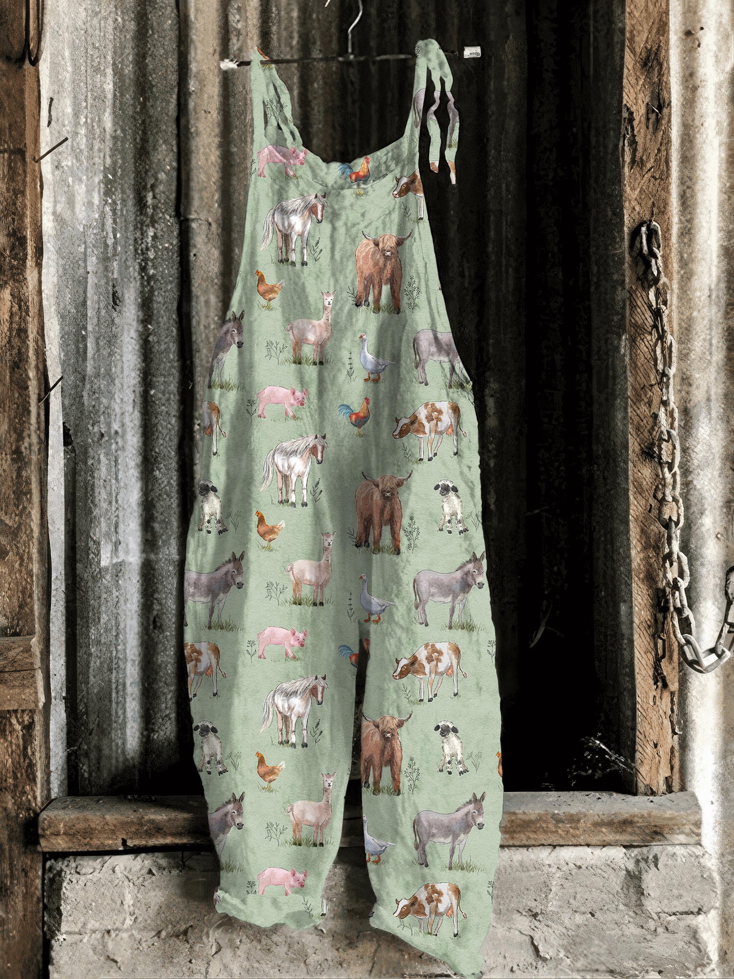 Farm Animal Print Casual Jumpsuit