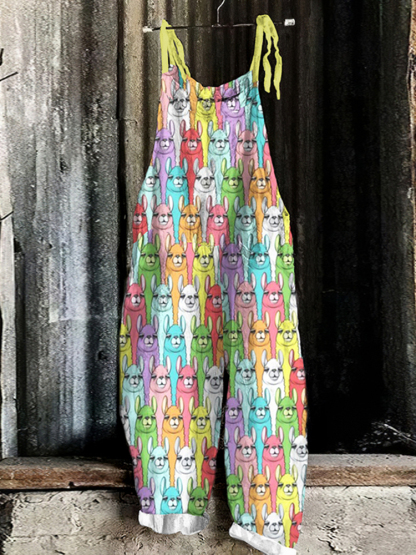 Colorful Alpaca Print Casual Jumpsuit