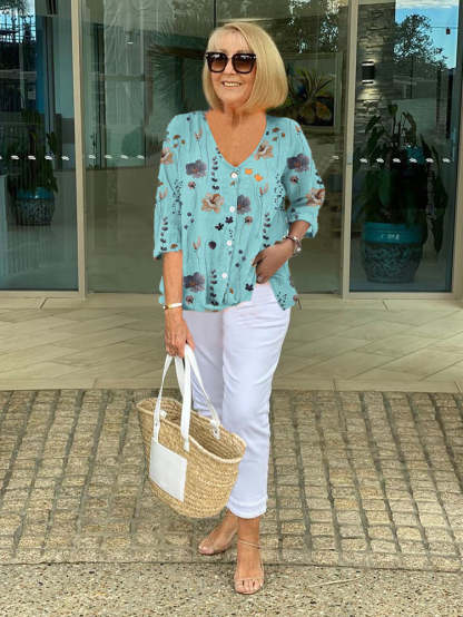 Cotton and Linen Floral Top