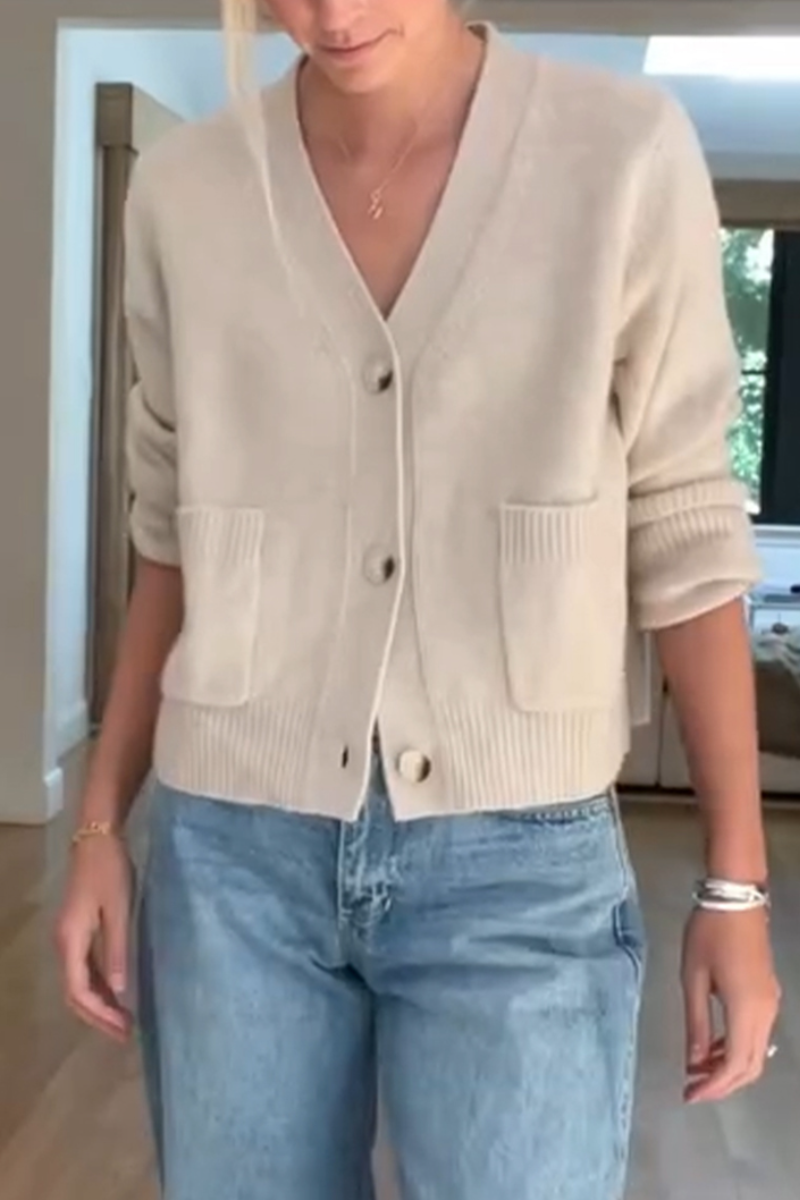 Women V-neck Knitted Casual Top