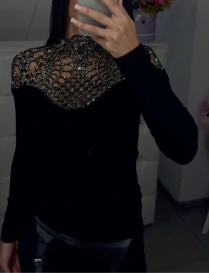 Women's Round Neck, Fitted, Sheer, Sexy Top