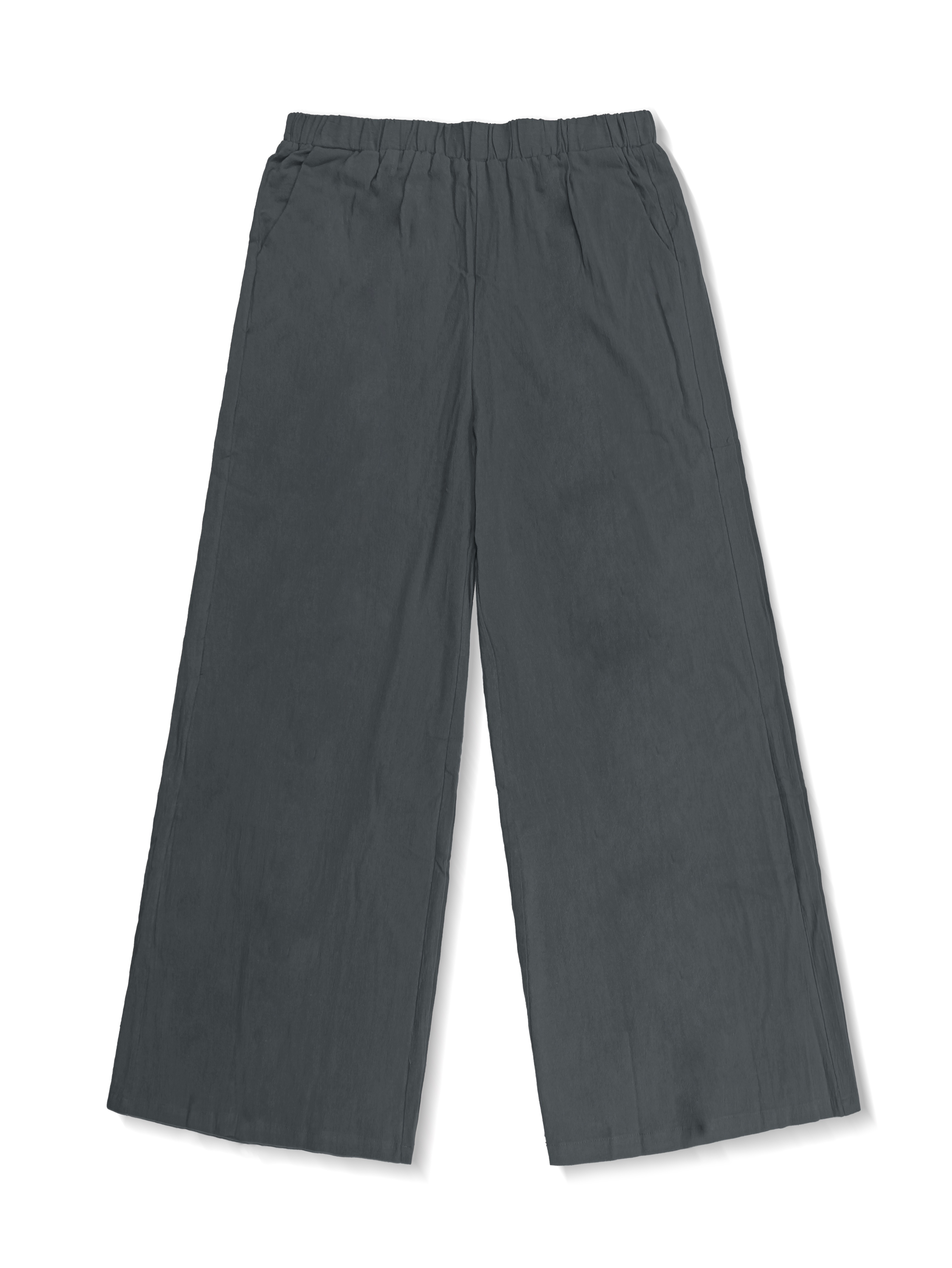 Plus Size Casual Outfits Set, Women's Plus Solid Round Neck Long Sleeve Top & Wide Leg Pants With Pockets Outfits Two Piece Set