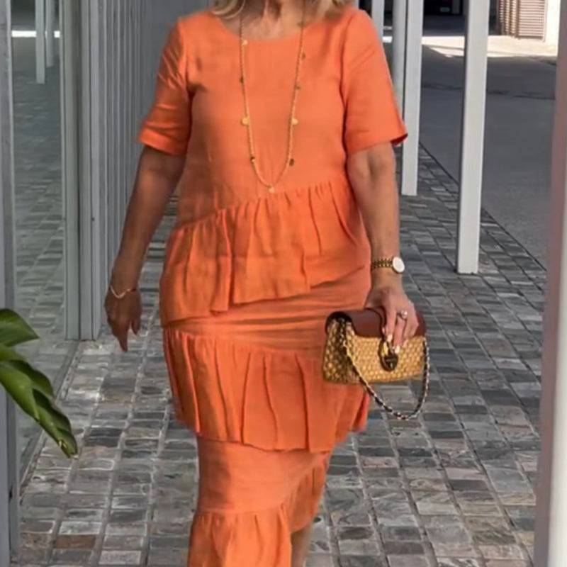 [S-3XL]💖Cotton Linen Short Sleeve Dress