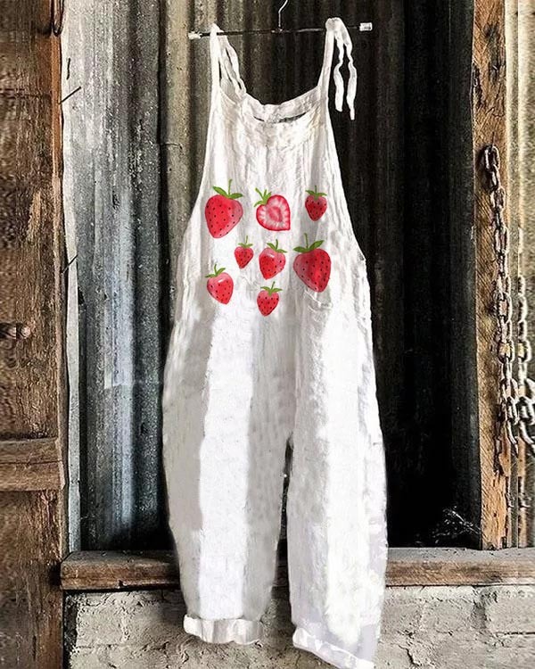 Cute Strawberry Loose Casual Jumpsuit