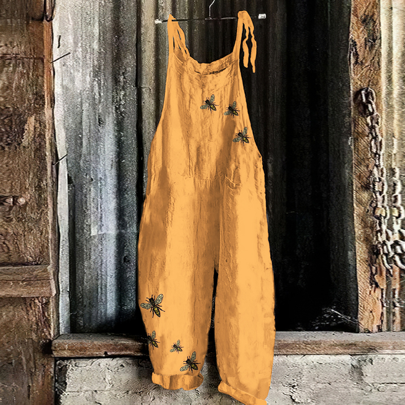 Farm Bee Print Casual Jumpsuit