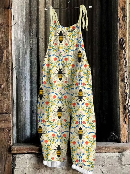 Bee Print Loose Casual Jumpsuit