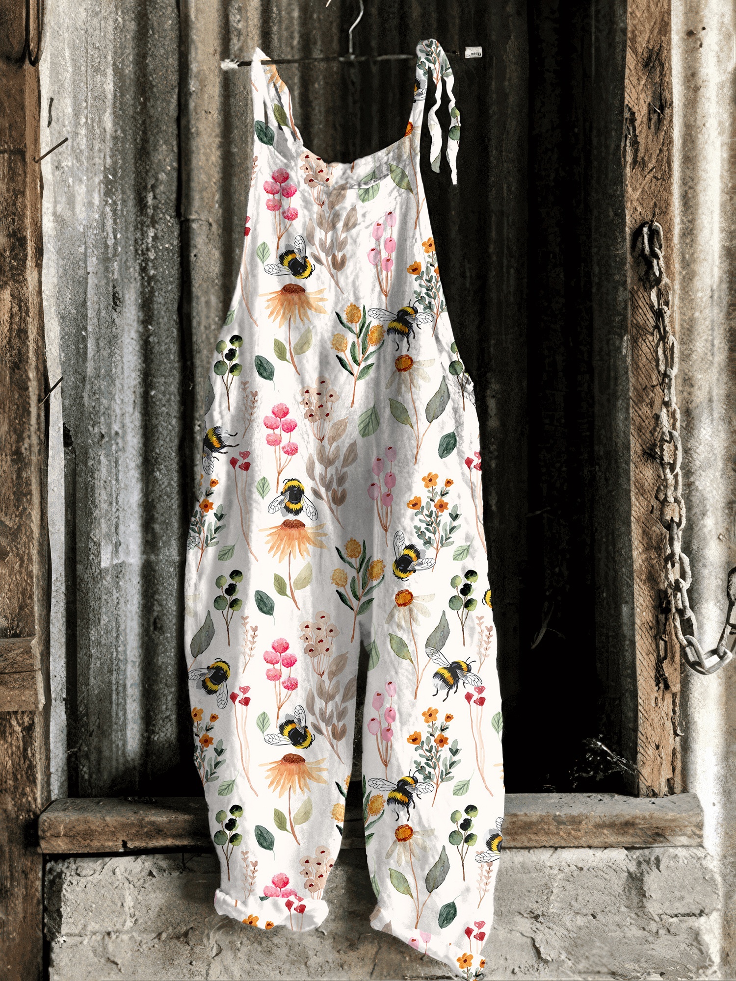 Cute Bumblebee Print Casual Jumpsuit