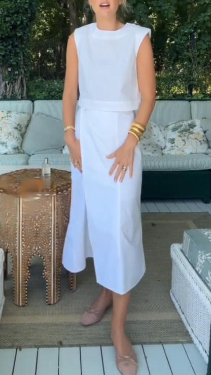 Women Round Neck Solid Color Casual Suit