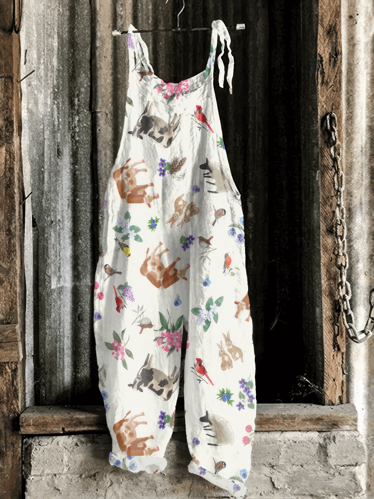 Farm Animal Print Casual Jumpsuit