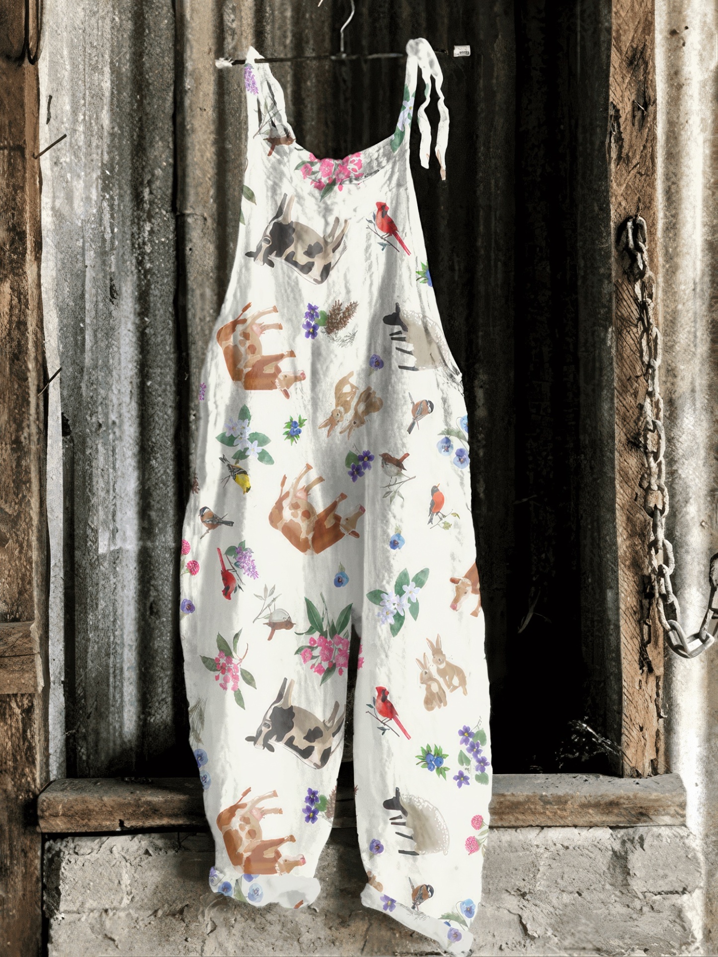 Farm Animal Print Casual Jumpsuit