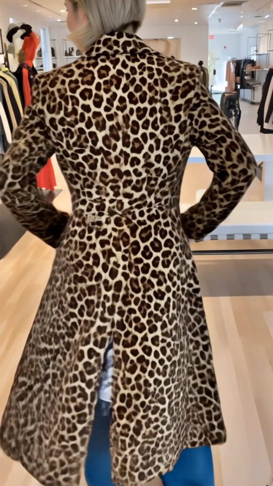 Women Lapel Leopard Print Casual Windbreaker