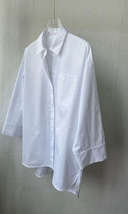 Loose Shirt Collar Plain Casual Blouse